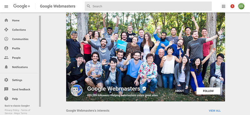 Google+ Webmasters